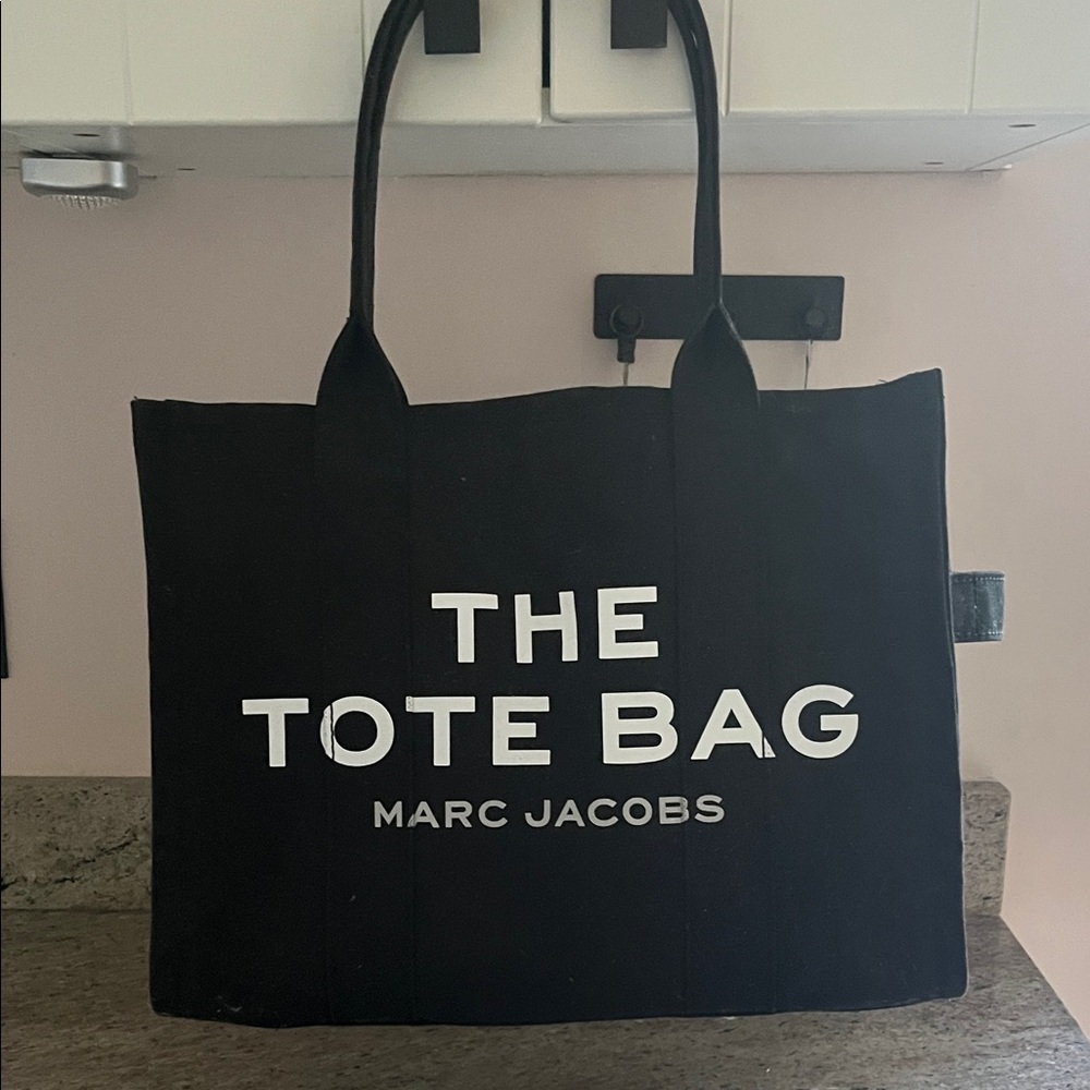 Marc Jacobs Black Tote Bag with White Lettering